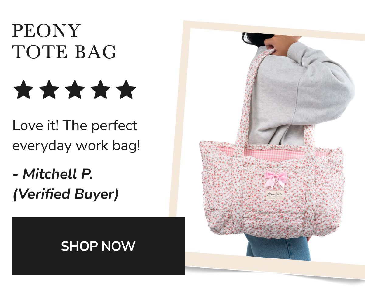 5 star review - peony tote bag! - 