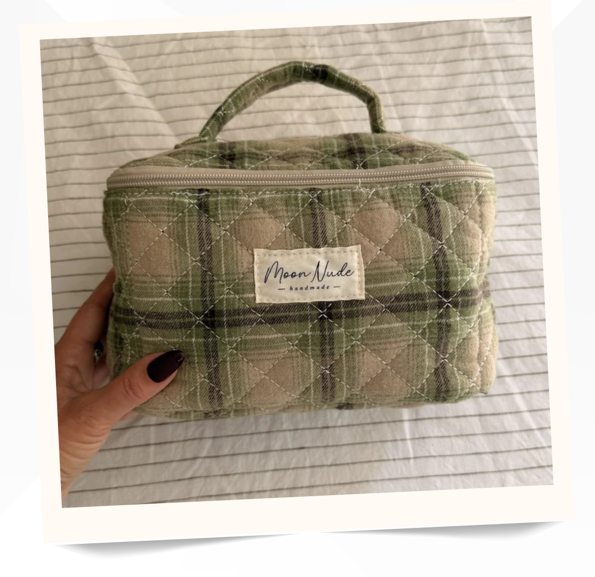 MoonNude quilted green checkered bag