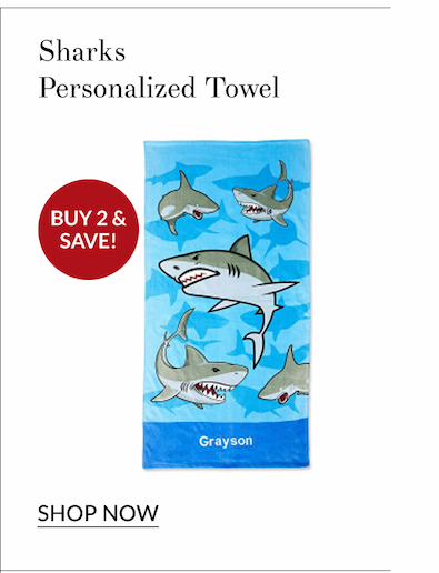 Sharks Personalized Towel