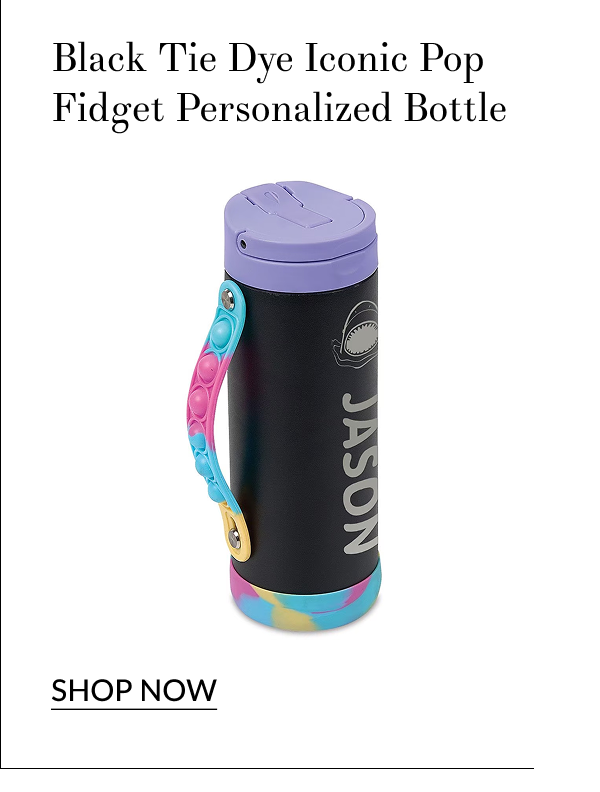 Black Tie Dye Iconic Pop Fidget Personalized Bottle