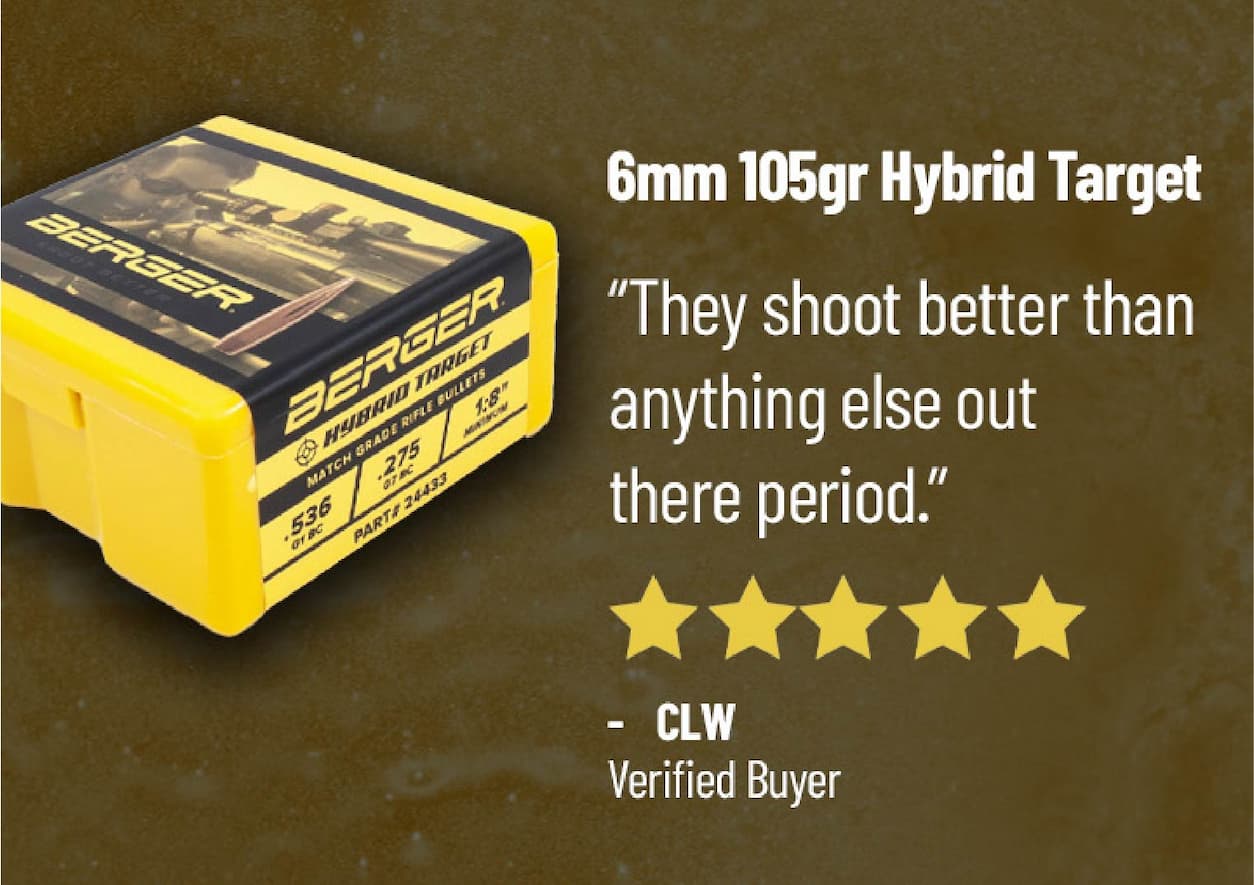 6mm 105gr Hybrid Target - "They shoot better than anything else out there period." - CLW, verified buyer 