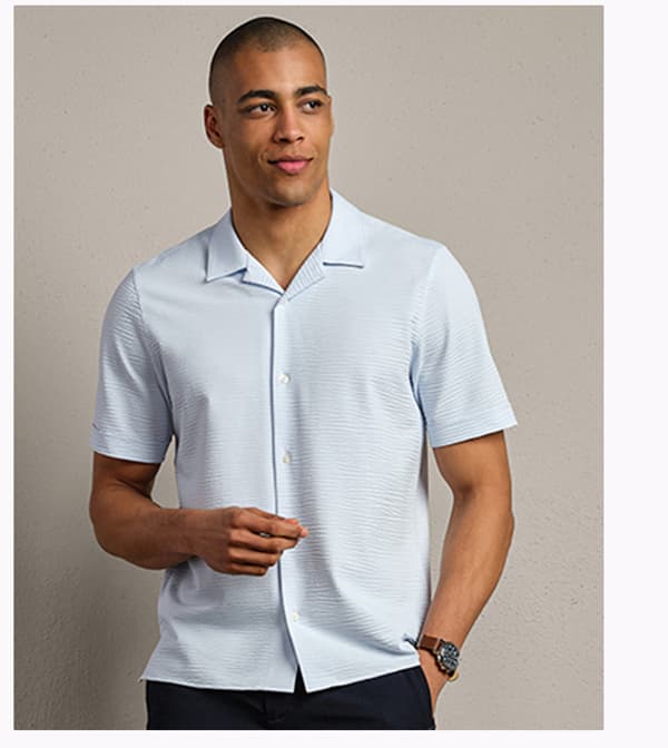 Commuter® Seersucker Camp Collar Shirt - Classic