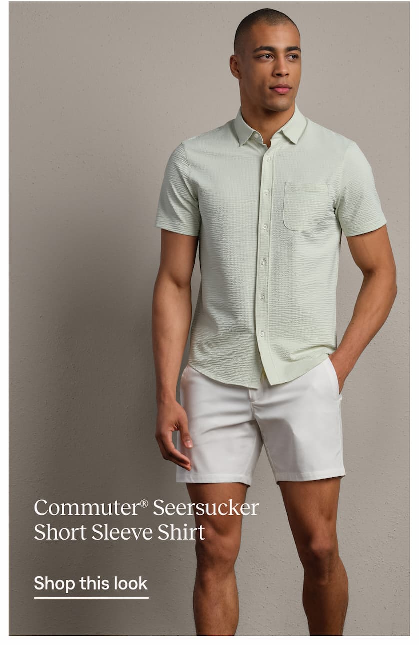 Commuter® Seersucker Short Sleeve Button Down