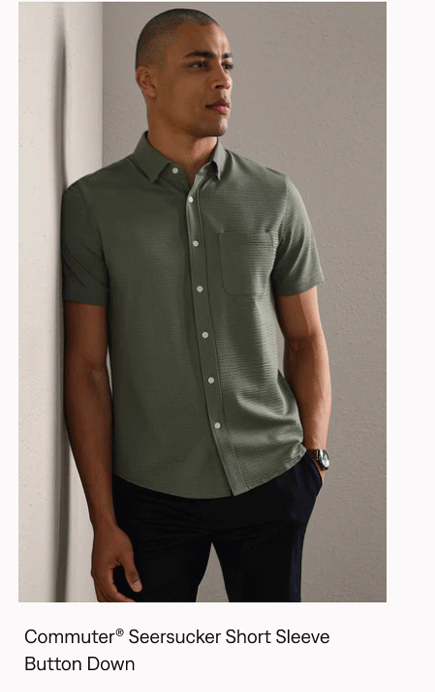 Commuter® Seersucker Short Sleeve Button Down