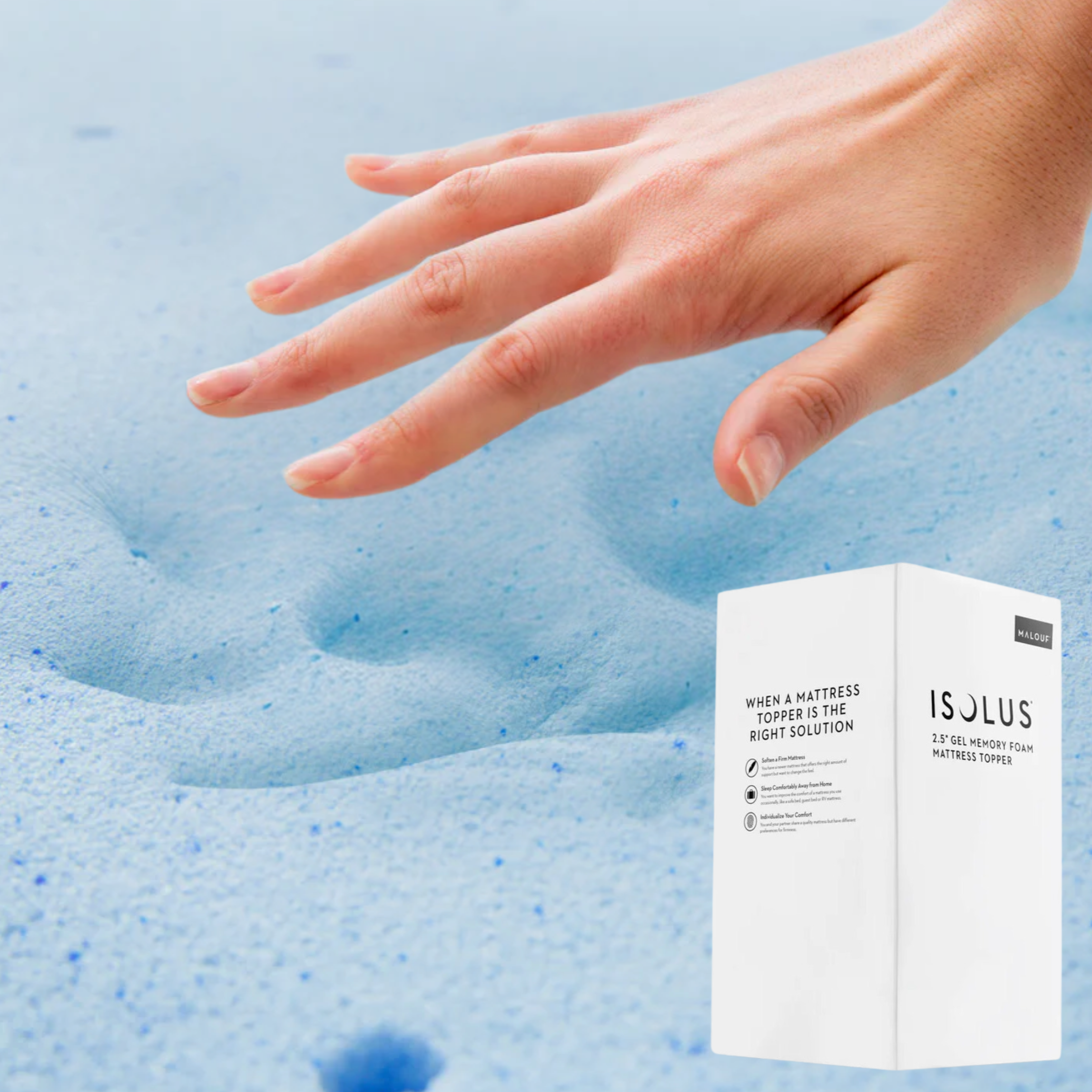 Malouf Isolus 2.5 Inch Gel Memory Foam Topper