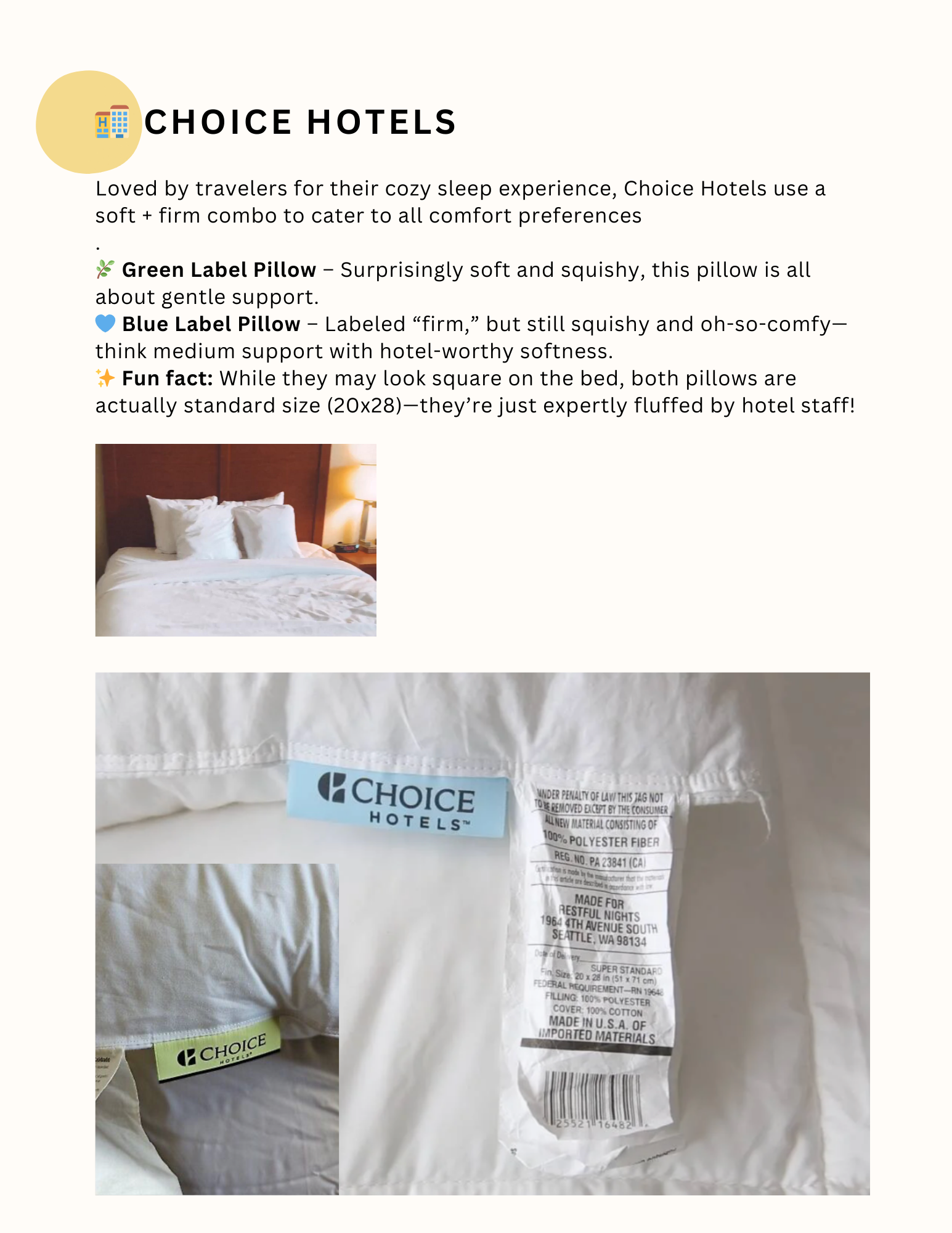 SHOP CHOICE HOTEL PILLOWS