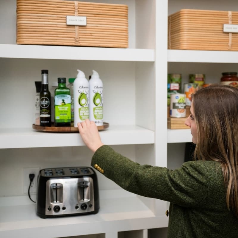 Acacia Turntables in a pantry