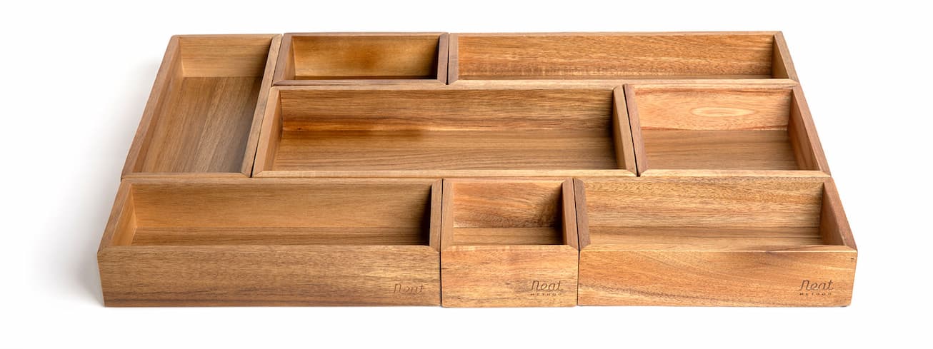Assortment of Acacia Drawer Organizers