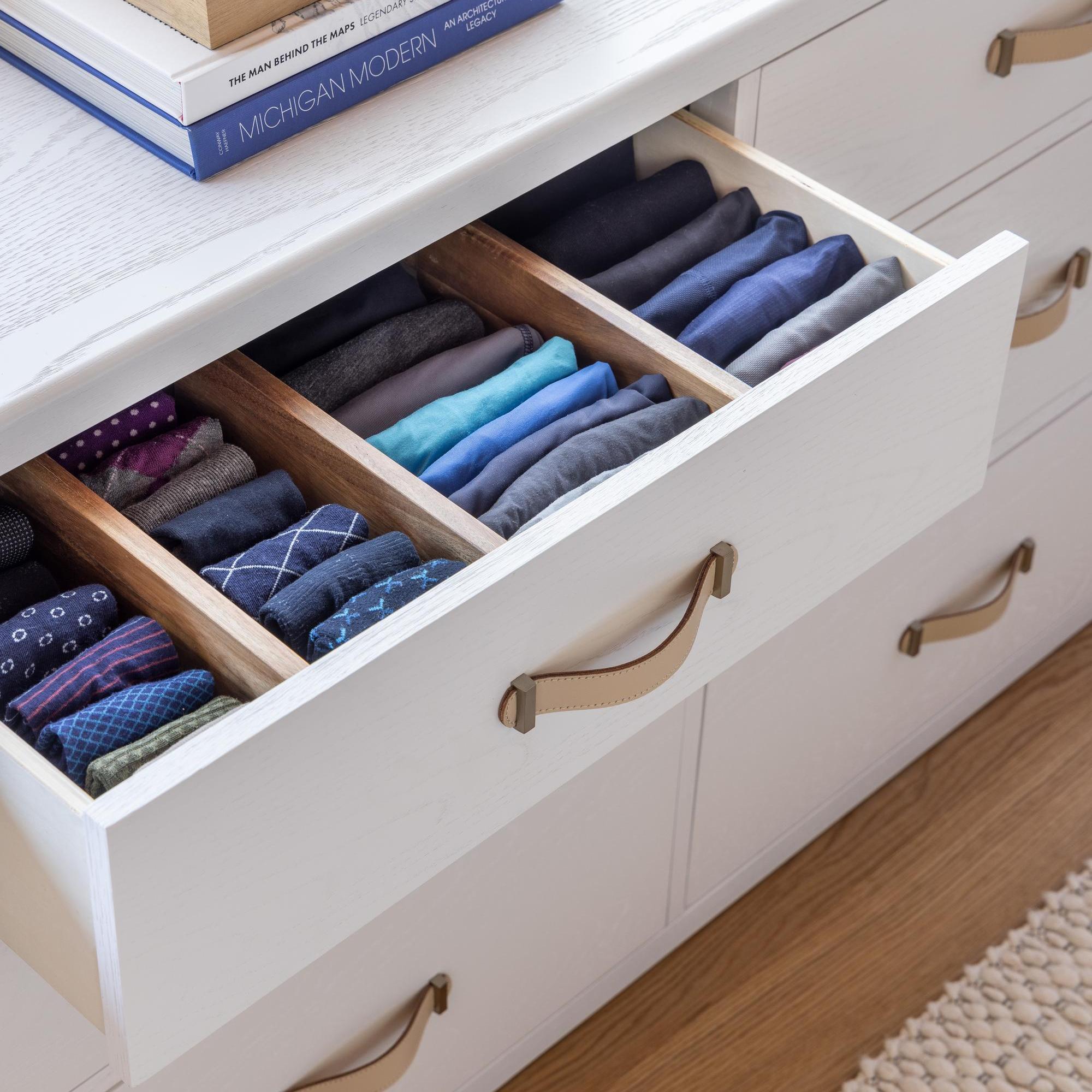 Organized sock drawer with 