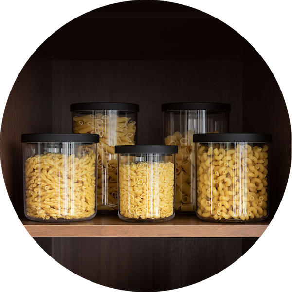 Canisters holding dry pasta