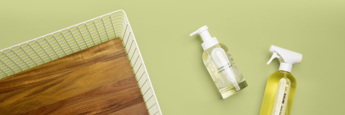 Grid Baskets being used for Cleaning Supplies