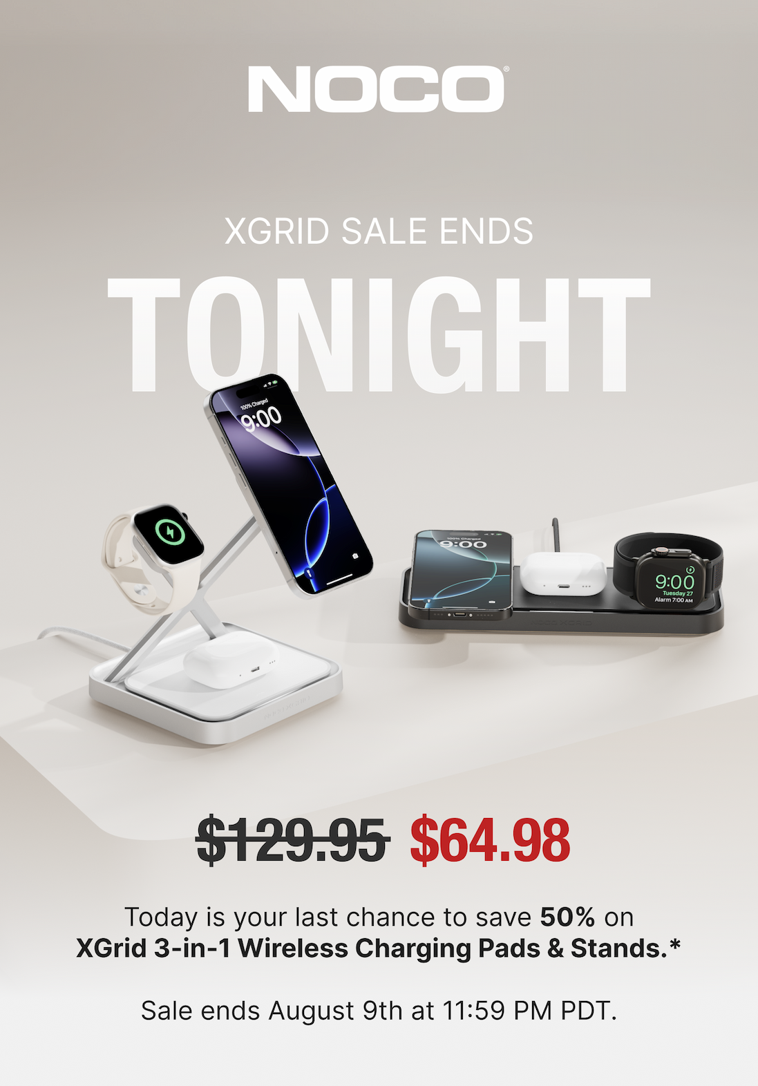 Today is your last chance to save 50% on XGrid 3-in-1 Wireless Charging Pads & Stands.