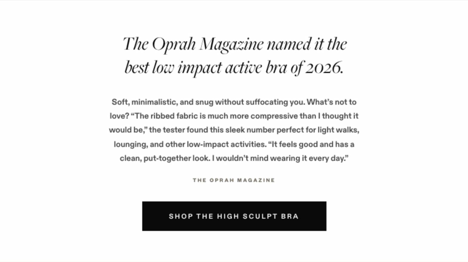 Oprah Magazine named it the best low impact bra of 2026