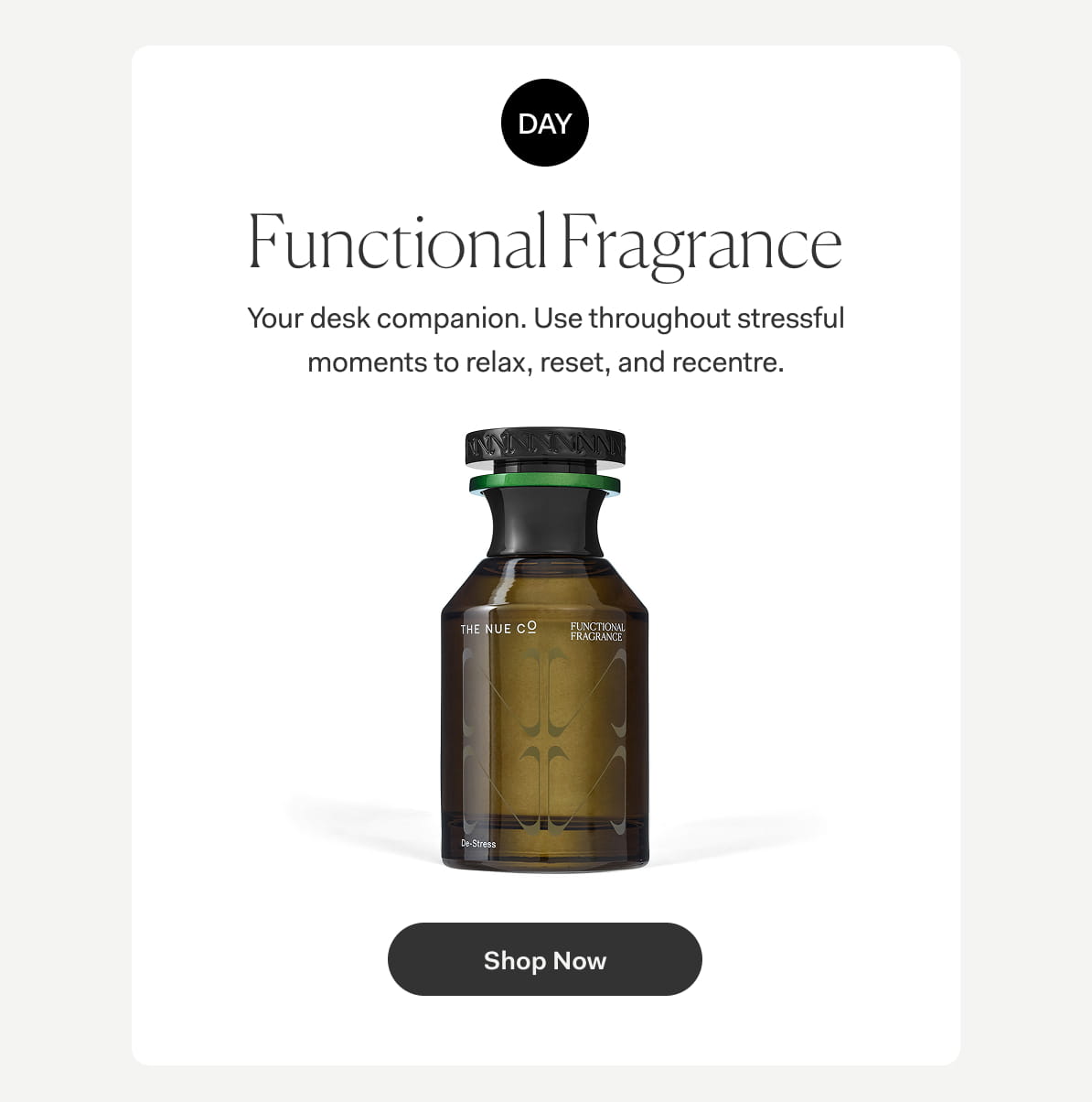Functional Fragrance | Your desk companion. Use throughout stressful moments to relax, reset, and recentre. >> Shop Now