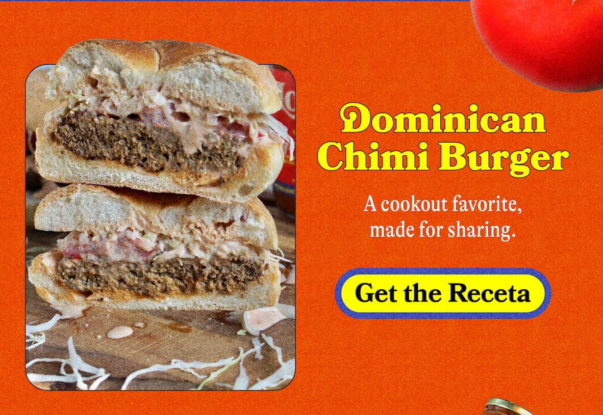 Dominican Chimi Burger   A cookout favorite, made for sharing. GET THE RECETA