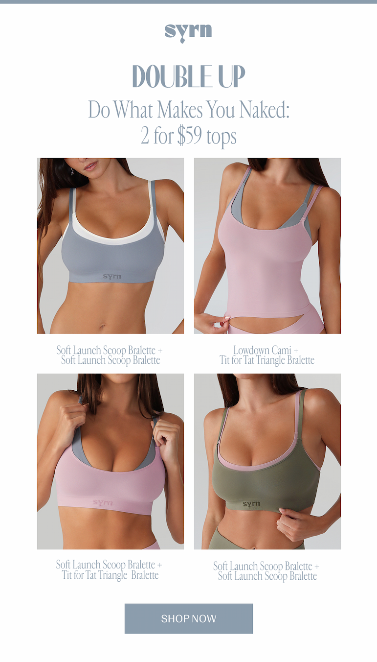 Model wearing different combos of layered products