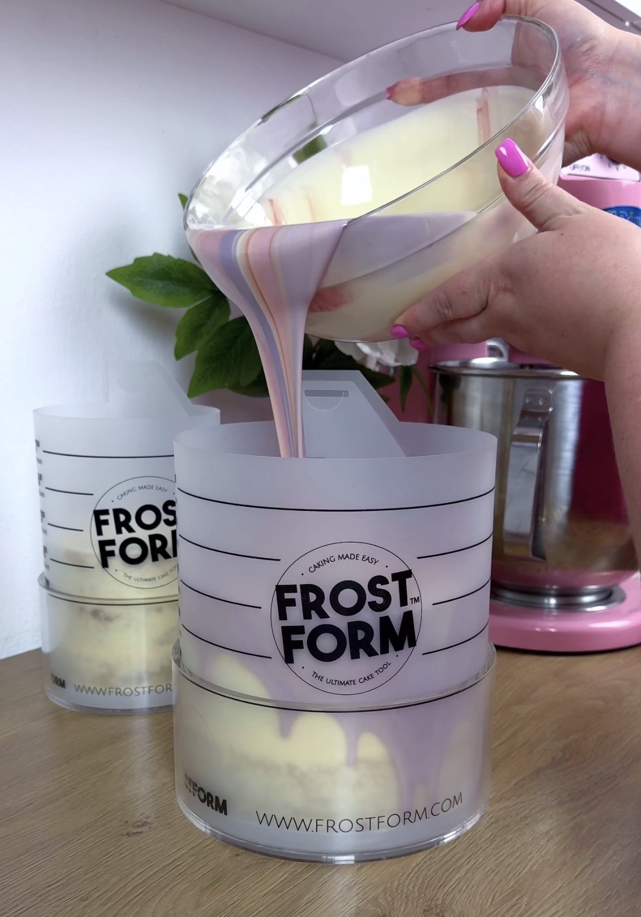 Pouring pastel batter into the Frost Form kit