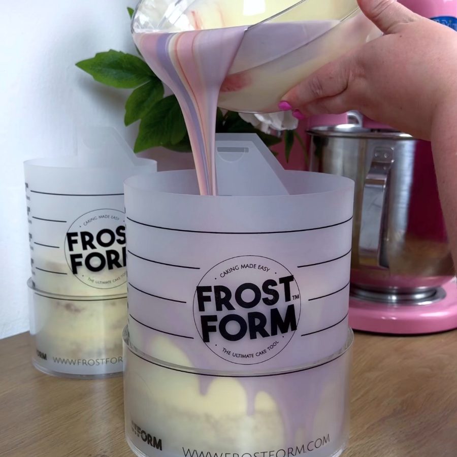 Pouring pastel batter into the Frost Form kit