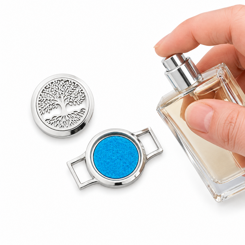 Parfum déposé sur la feutrine du bracelet