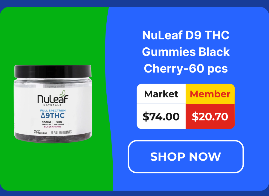 NuLeaf D9 THC Gummies Black Cherry-90 pcs