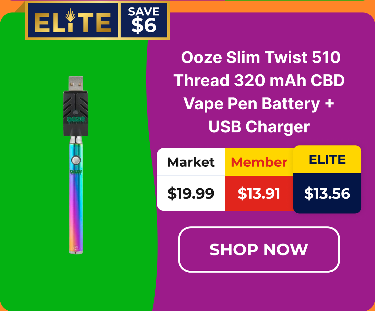 Ooze Slim Twist 510 Thread 320 mAh CBD Vape Pen Battery + USB Charger