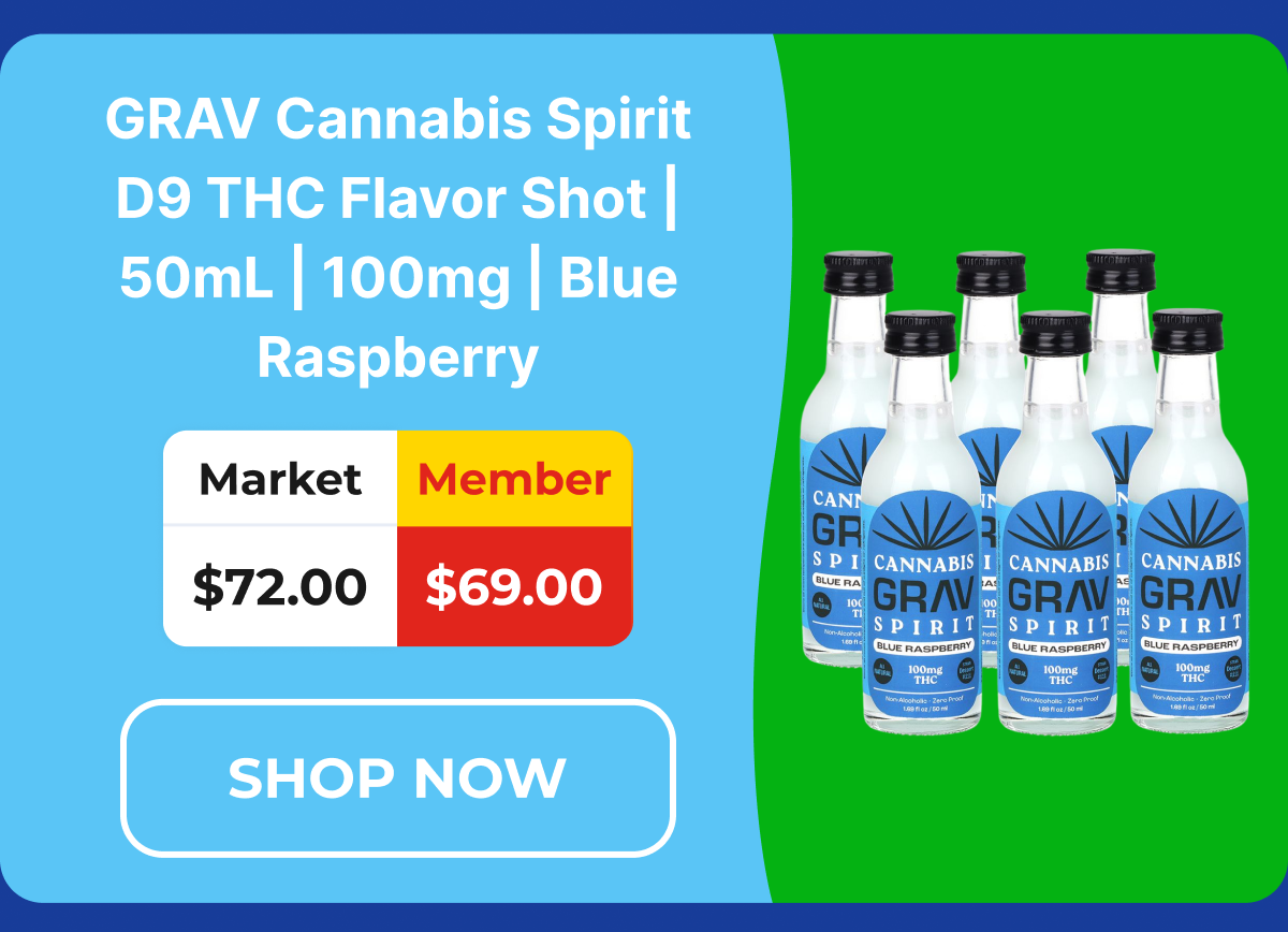 GRAV Cannabis Spirit D9 THC Flavor Shot | 50mL | 100mg | Blue Raspberry