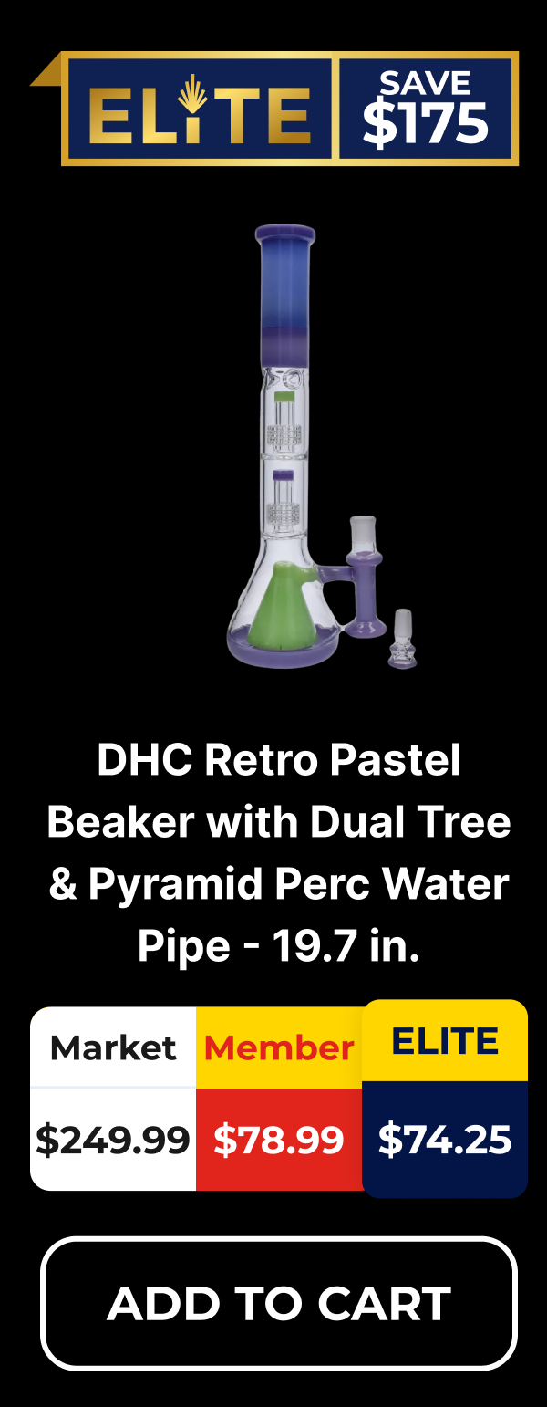 DHC Retro Pastel Beaker with Dual Tree & Pyramid Perc Water Pipe - 19.7 in.