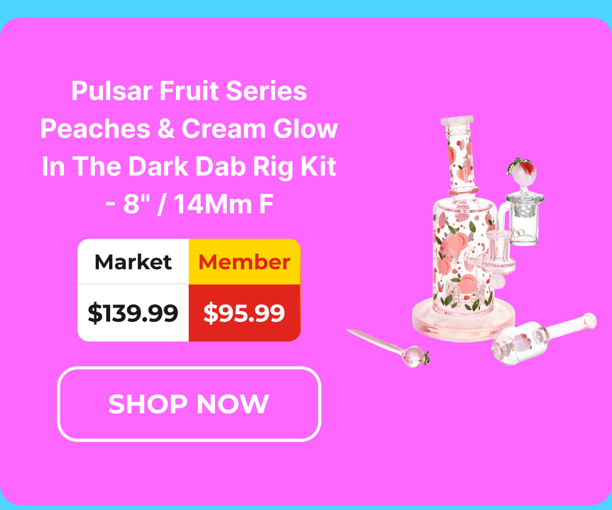 Pulsar Fruit Series Peaches & Cream Glow In The Dark Dab Rig Kit - 8" / 14Mm F