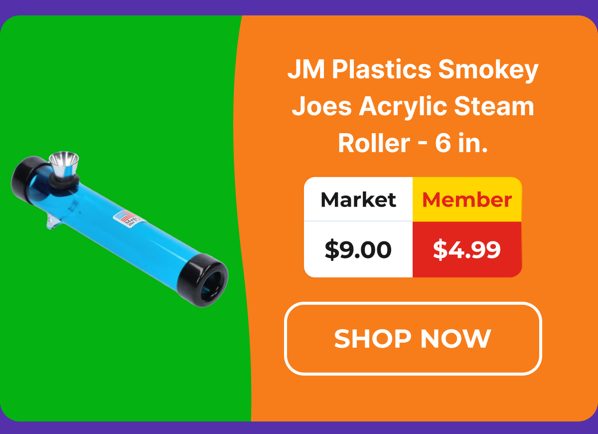 JM Plastics Smokey Joes Acrylic Steam Roller - 6 in.