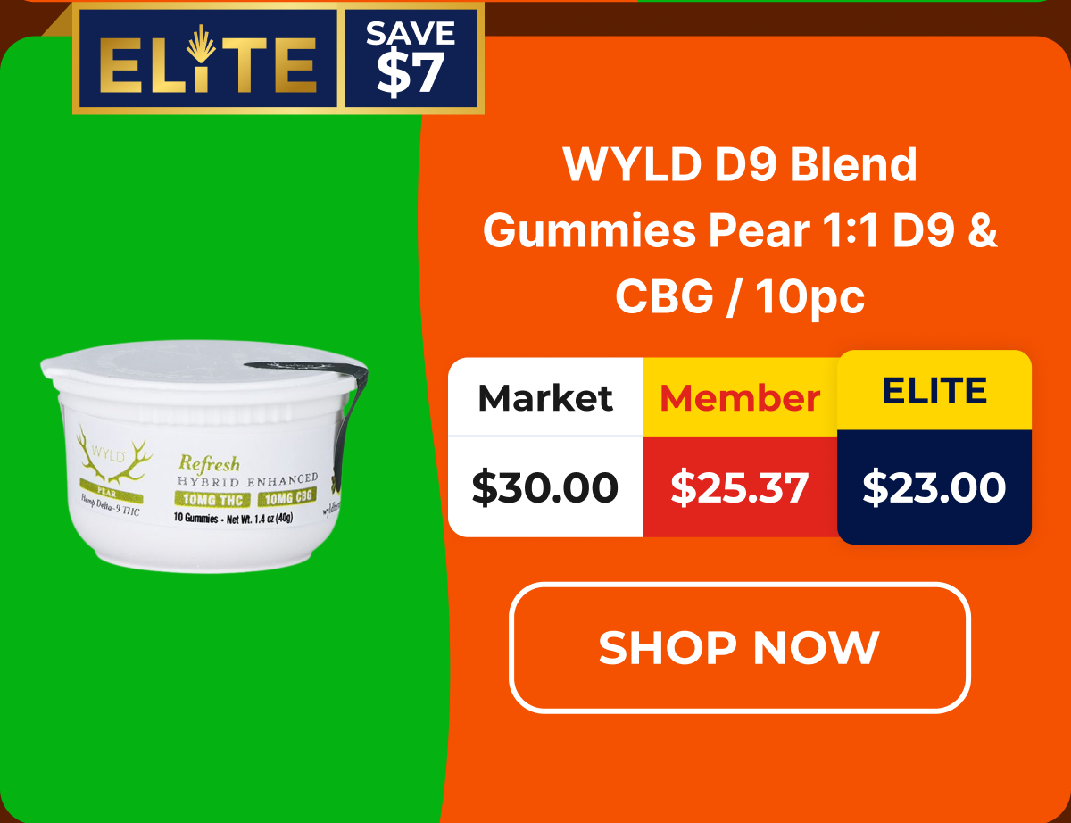WYLD D9 Blend Gummies Pear 1:1 D9 & CBG / 10pc