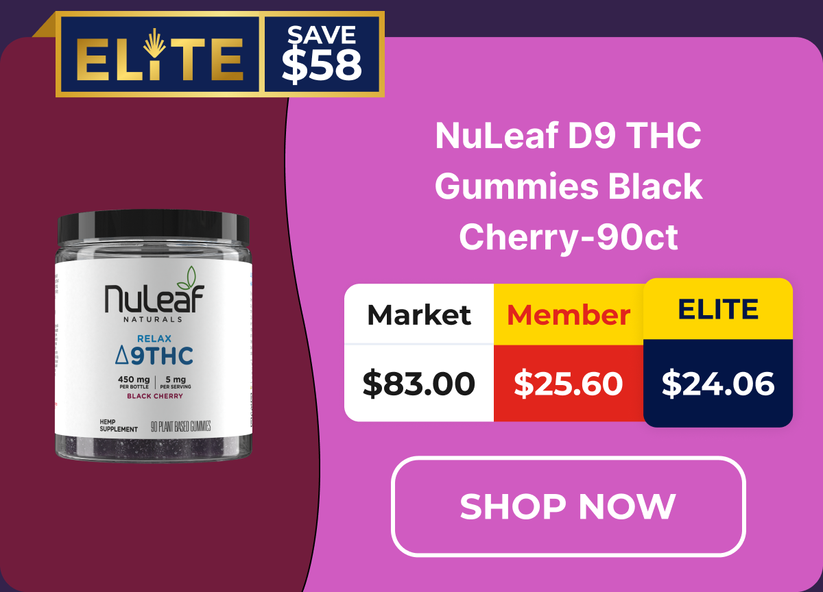 NuLeaf D9 THC Gummies Black Cherry-90ct