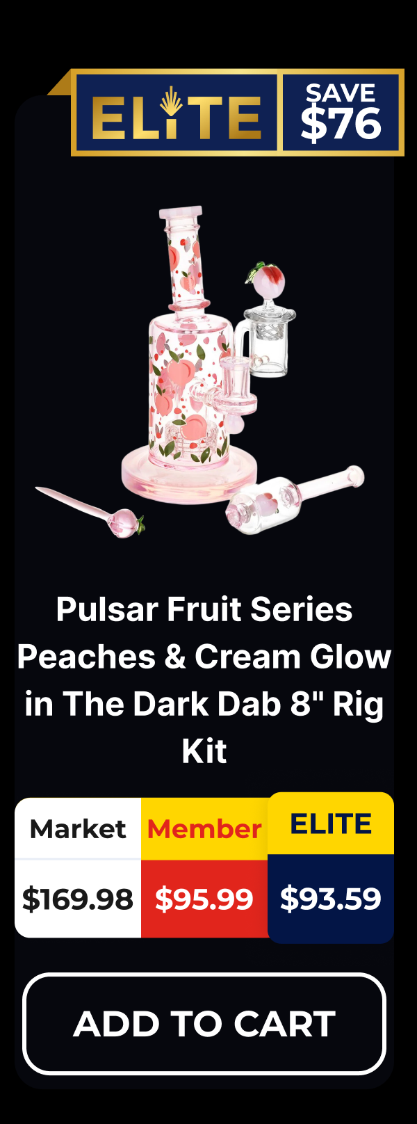 Pulsar Fruit Series Peaches & Cream Glow in The Dark Dab 8" Rig Kit 