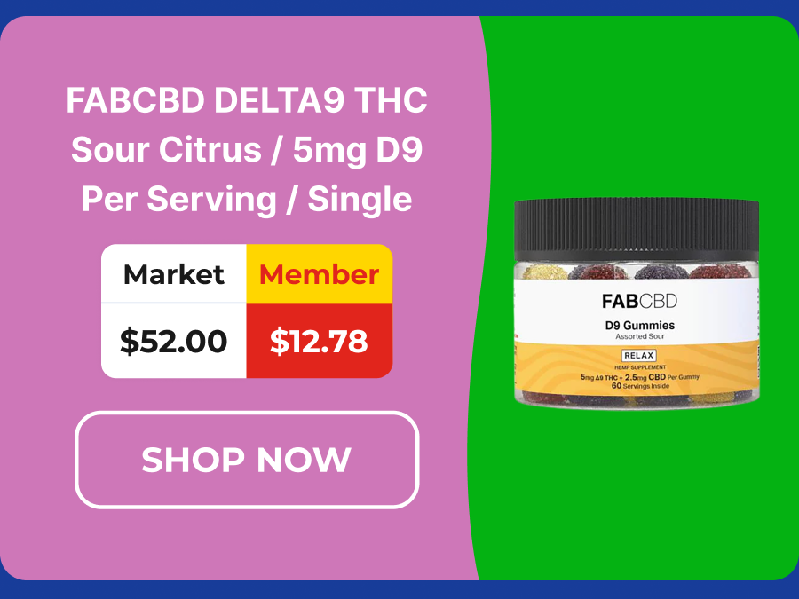 FABCBD DELTA9 THC Sour Citrus / 5mg D9 Per Serving / Single FABCBD Delta 9 Gummies