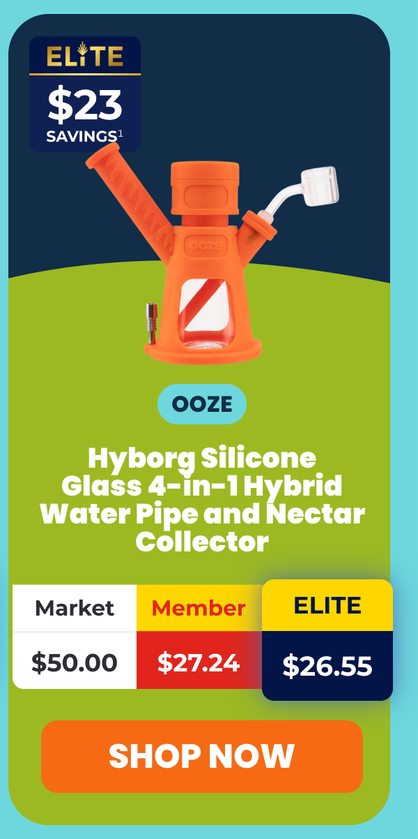 Ooze Hyborg Silicone Glass 4-in-1 Hybrid Water Pipe and Nectar Collector 