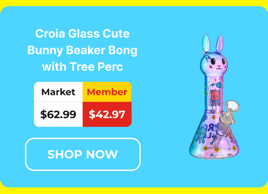 Croia Glass Cute Bunny Beaker Bong with Tree Perc | Croia Glass