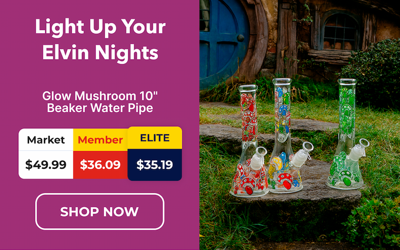 Glow Mushroom 10" Beaker Water Pipe