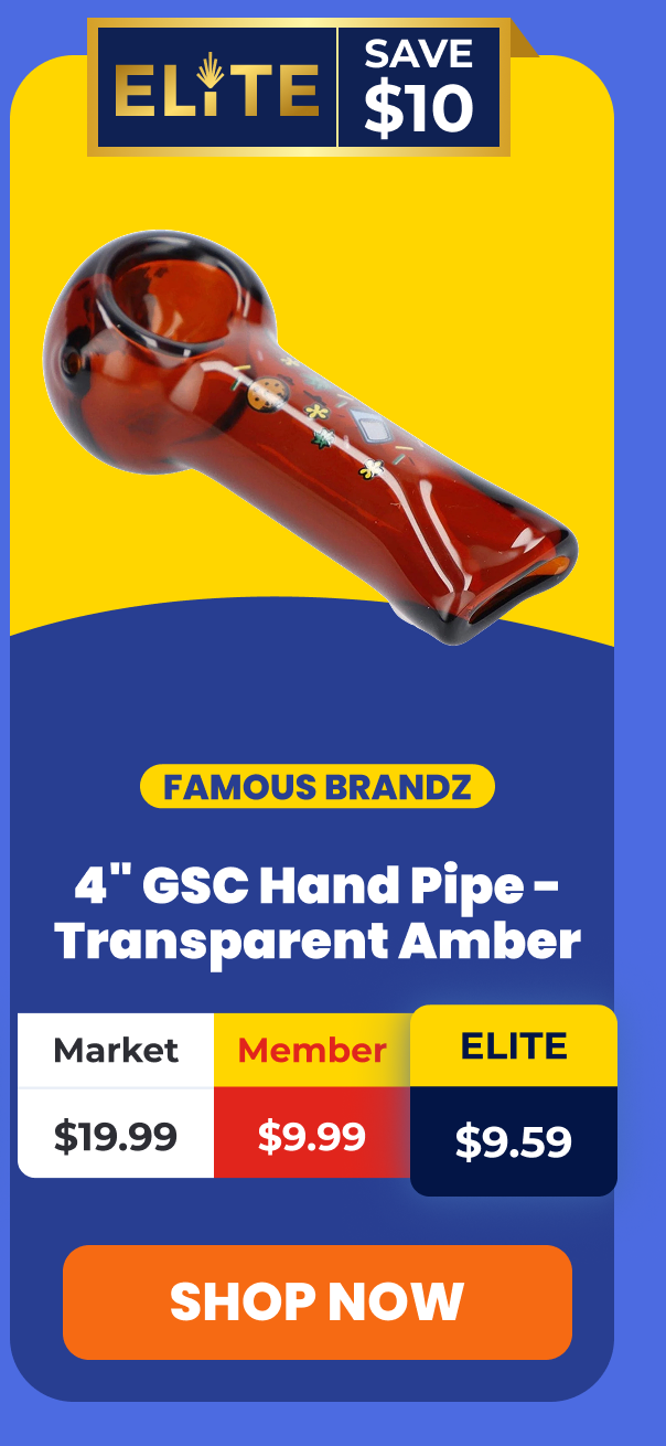 4" GSC Hand Pipe - Transparent Amber