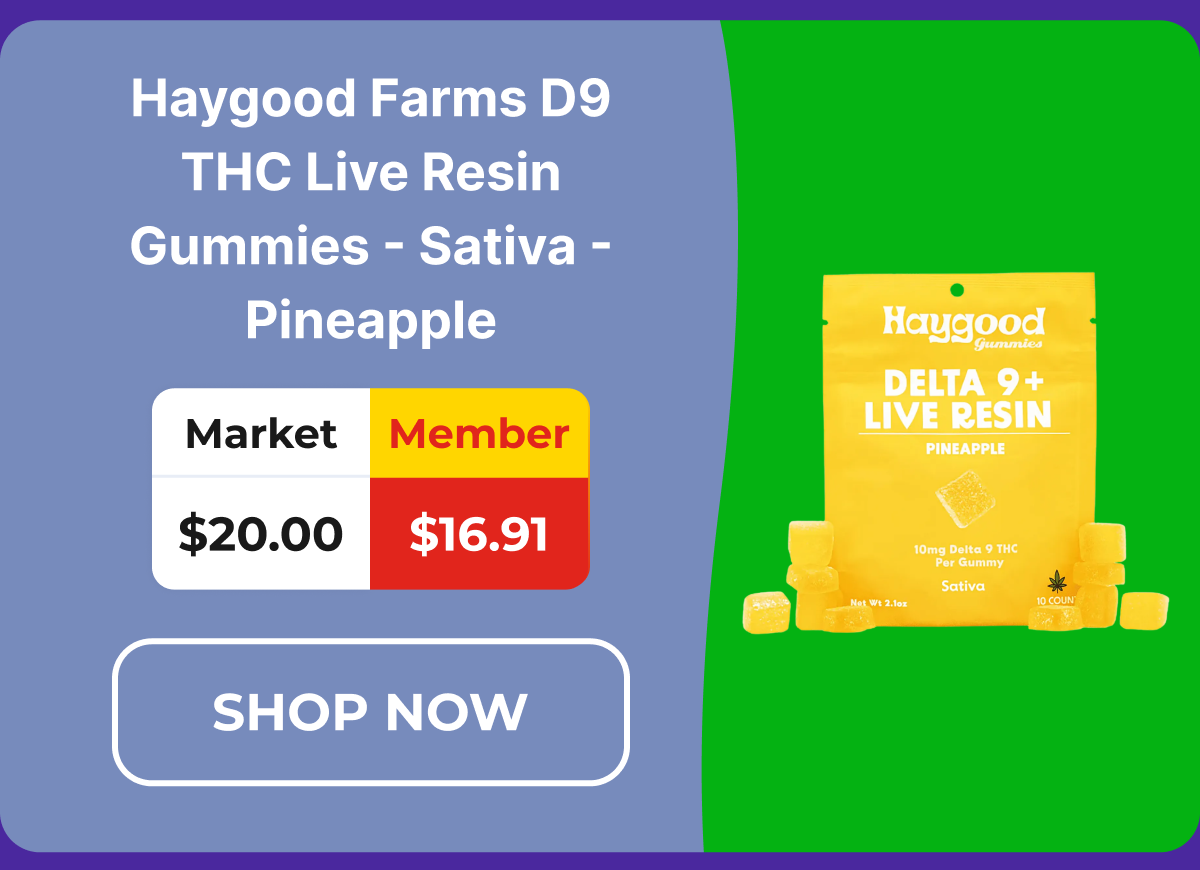 Haygood Farms D9 THC Live Resin Gummies - Sativa - Pineapple