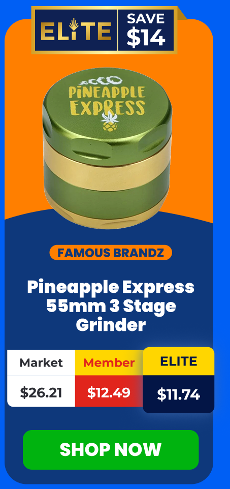 Famous Brandz Puff Puff Pass Strain Pineapple Express Grinder