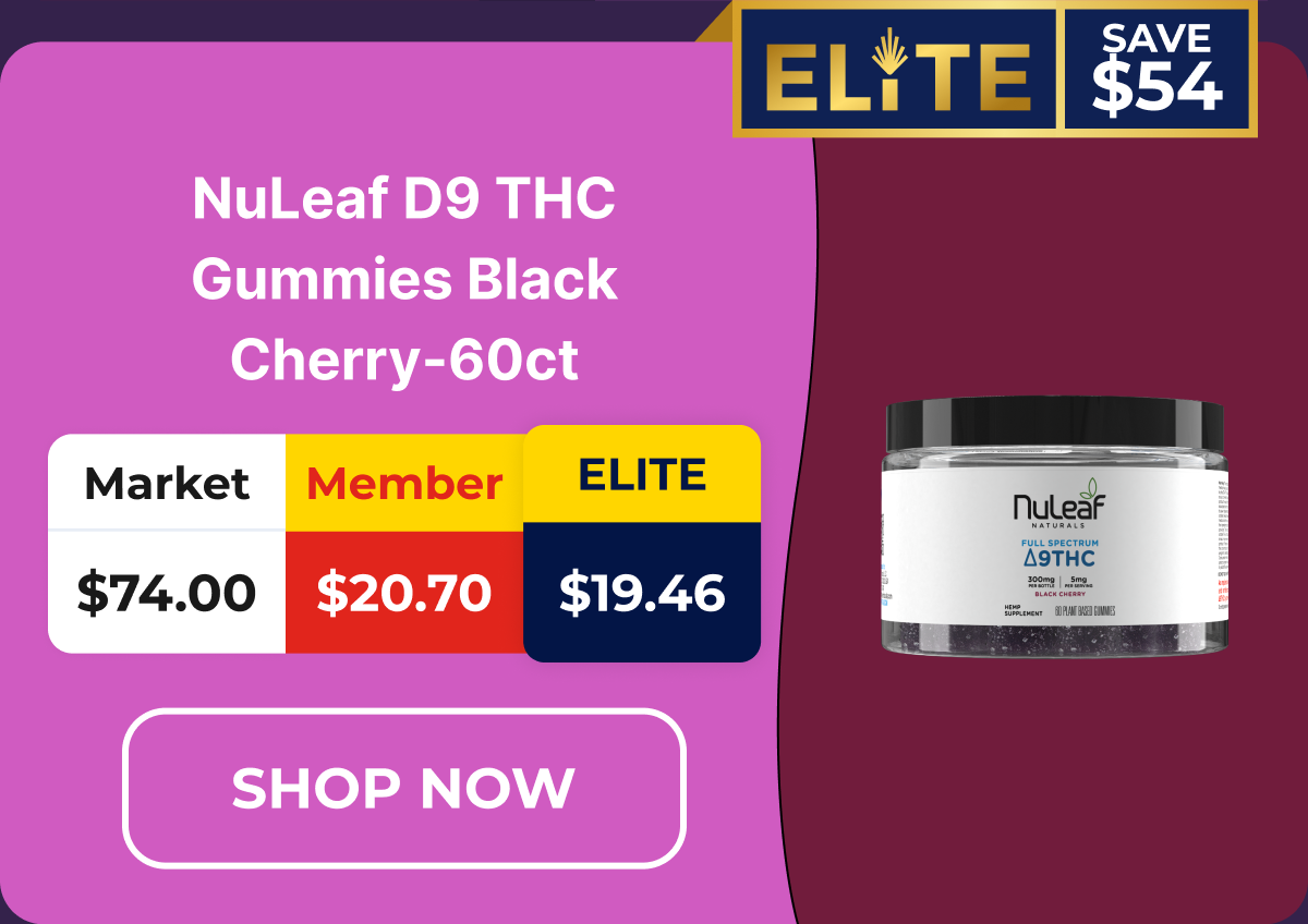 NuLeaf D9 THC Gummies Black Cherry-60ct