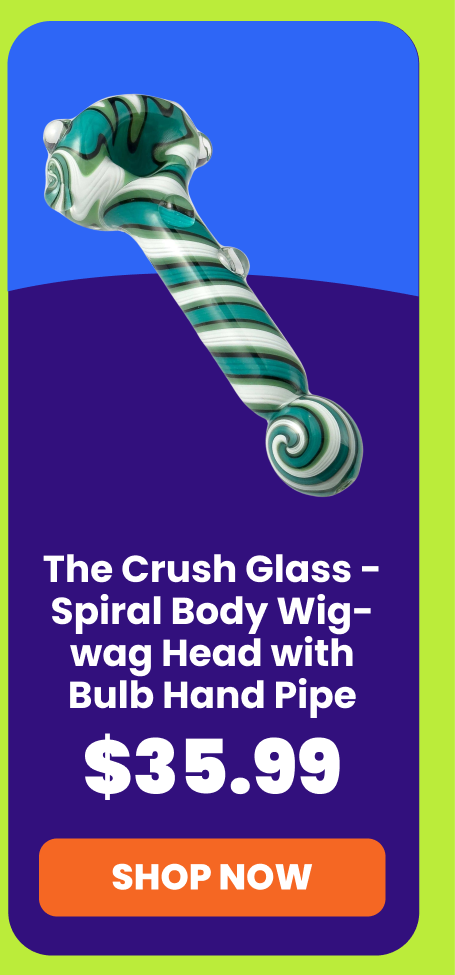 The Crush Glass - Spiral Body Wig-wag Head with Bulb Hand Pipe