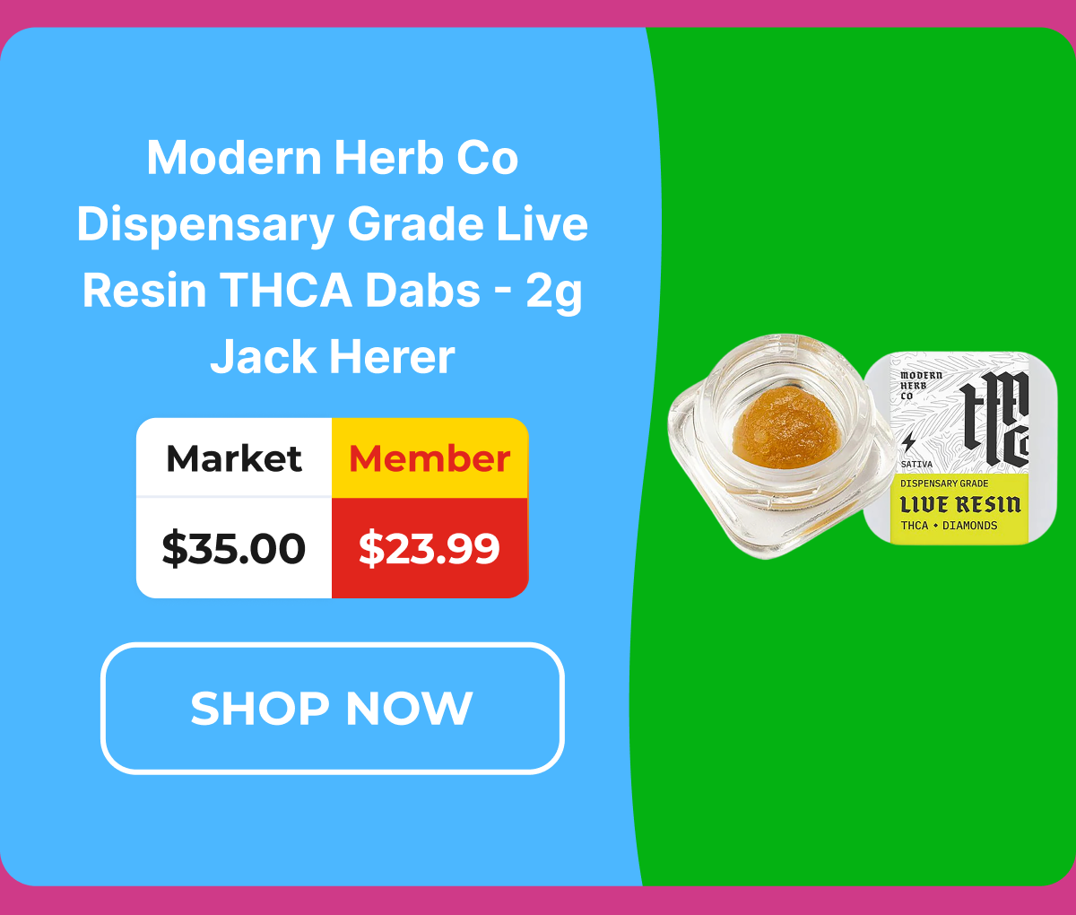 Modern Herb Co Dispensary Grade Live Resin THCA Dabs - 2g Jack Herer