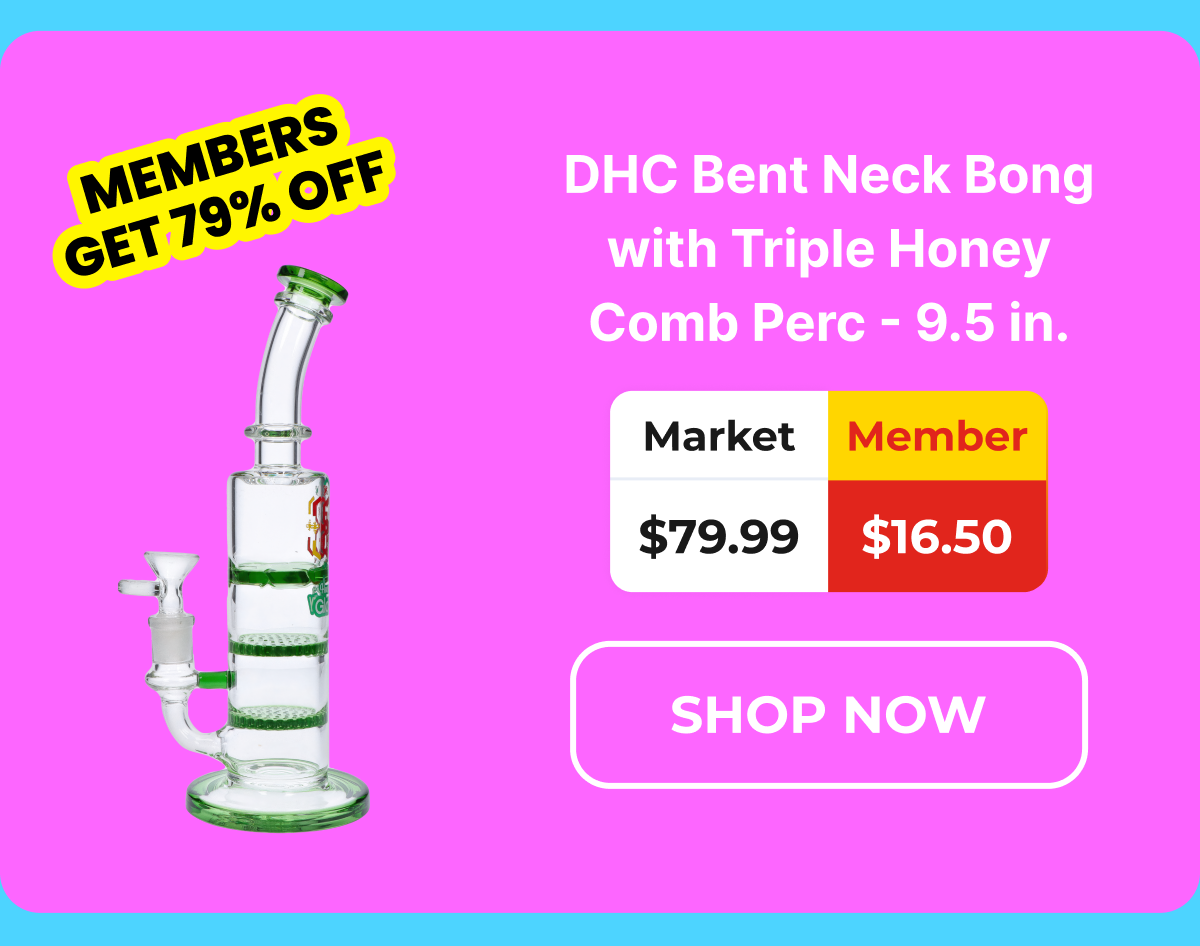DHC Bent Neck Bong with Triple Honey Comb Perc - 9.5 in.