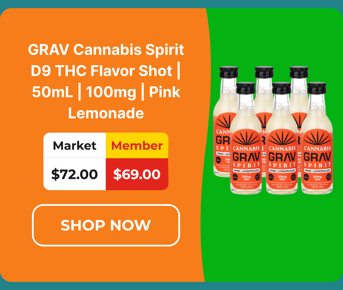 GRAV Cannabis Spirit D9 THC Flavor Shot | 50mL | 100mg | Pink Lemonade