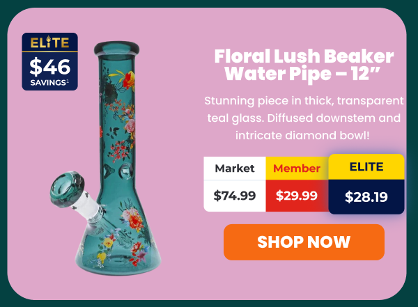 Floral Lush Beaker Water Pipe - 12