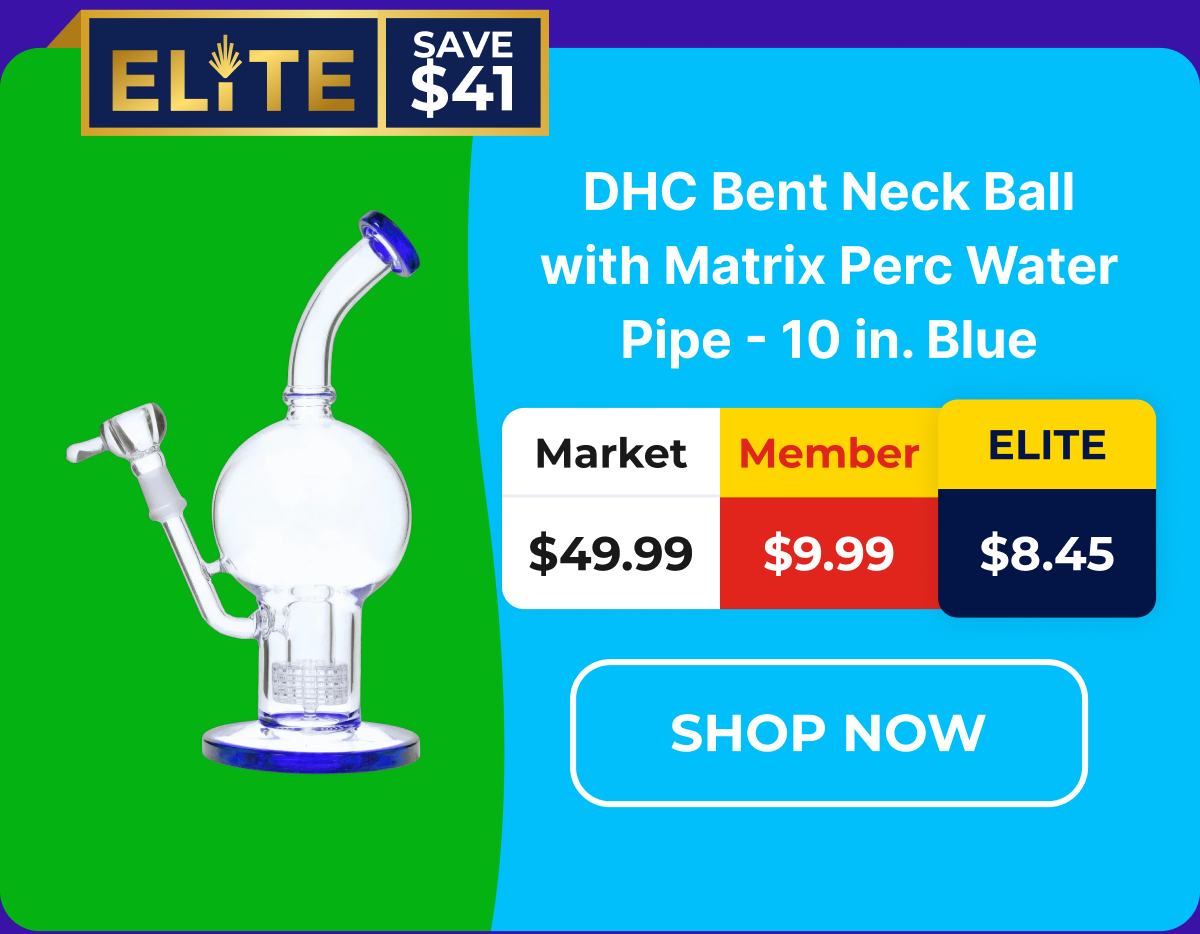 DHC Bent Neck Ball with Matrix Perc Water Pipe - 10 in. Blue