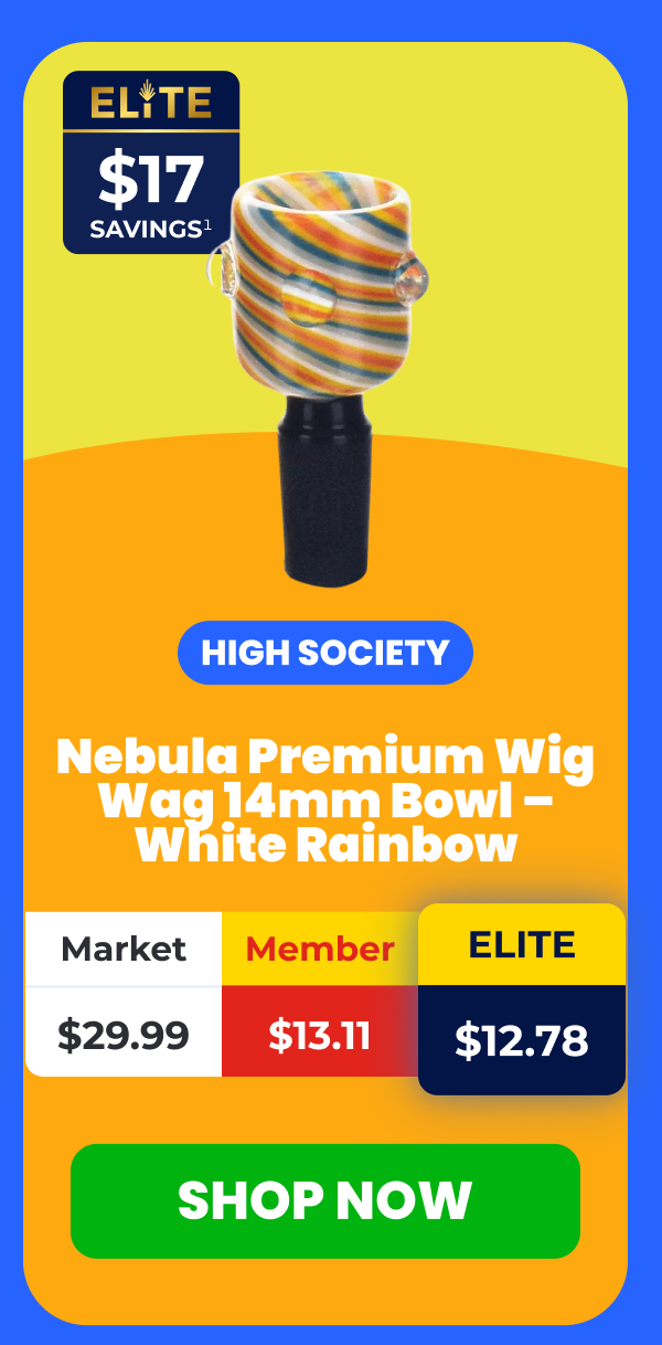 Nebula Premium Wig Wag 14mm Bowl - White Rainbow