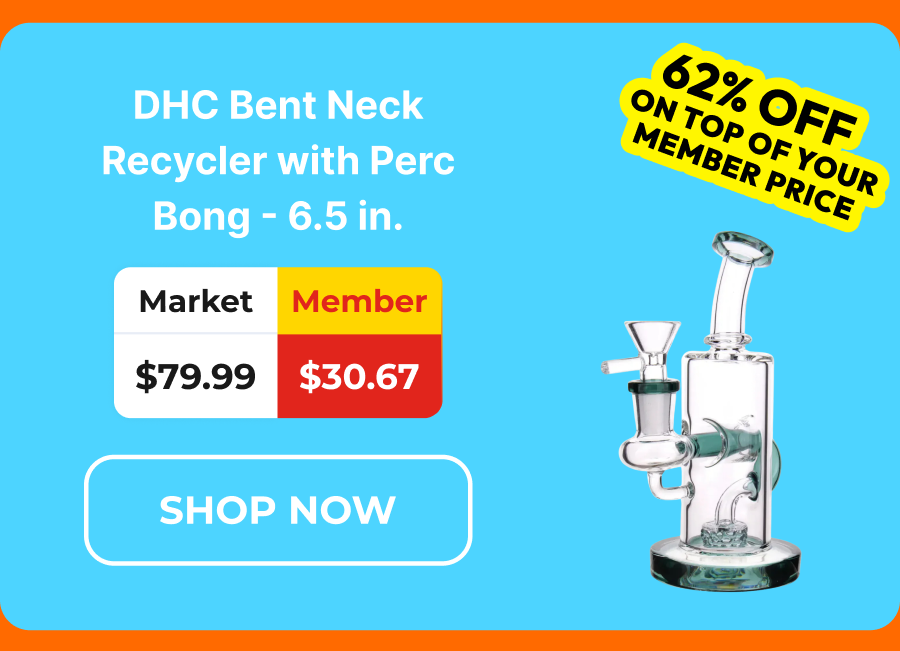 DHC Bent Neck Recycler with Perc Bong - 6.5 in.