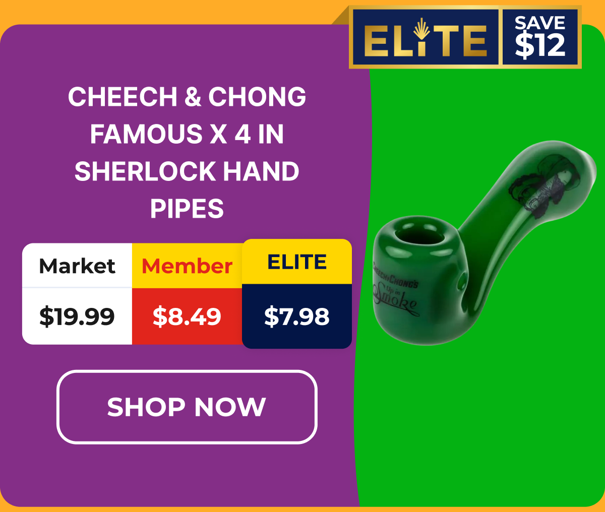 CHEECH & CHONG FAMOUS X 4 IN SHERLOCK HAND PIPES