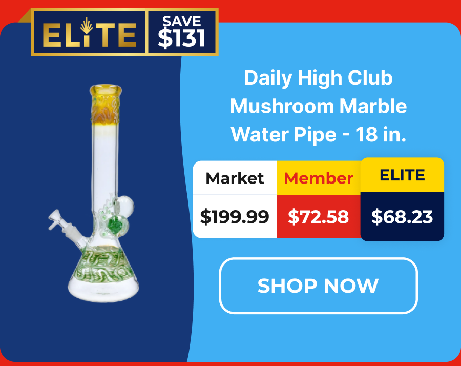 Daily High Club Mushroom Marble Water Pipe - 18 in.